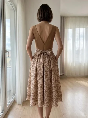 Retrobird 50s Belle Corset Midi Elbise Kadın Karamel