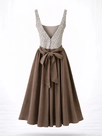Retrobird 50s Belle Corset Midi Elbise Kadın Vizon