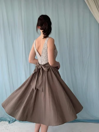 Retrobird 50s Belle Corset Midi Elbise Kadın Vizon
