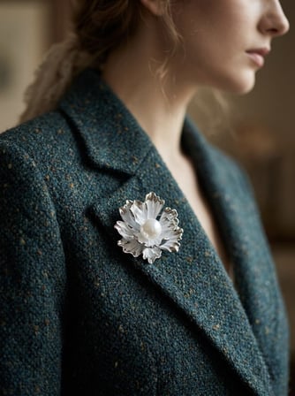 Retrobird Tasarım Vintage Broş Yaka İğnesi Kadın Silver Renkli