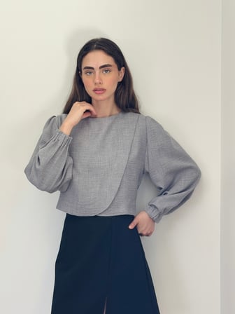 Retrobird Alisa Kapaklı Retro Gömlek Kadın Gri