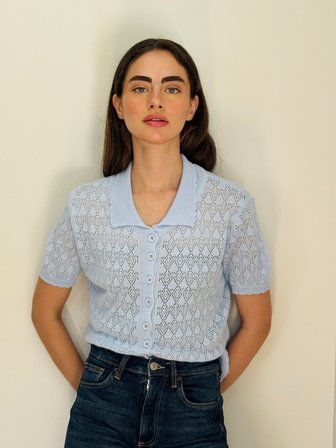 Retrobird Lora Dantel Yazlık Triko Kadın Mavi