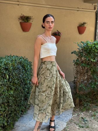 Retrobird Valerie Şifon Kloş Astarlı Uzun Etek Kadın Ihlamur Rengi