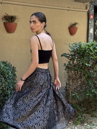 Retrobird Valerie Kloş Astarlı Uzun Etek Kadın Füme