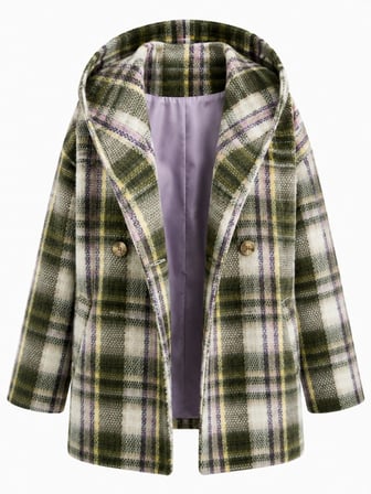 Retrobird Urban Retro Kapüşonlu Oversize Ceket Kaban Kadın Yeşil Lila