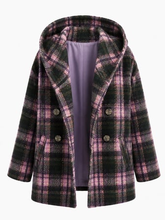 Retrobird Urban Retro Kapüşonlu Oversize Ceket Kaban Kadın Lila