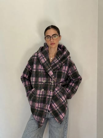 Retrobird Urban Retro Kapüşonlu Oversize Ceket Kaban Kadın Lila