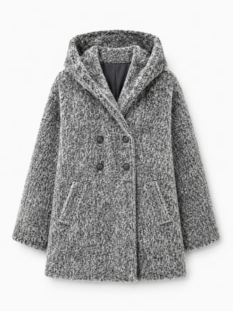 Retrobird Urban Retro Kapüşonlu Oversize Ceket Kaban Kadın Gri