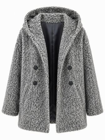 Retrobird Urban Retro Kapüşonlu Oversize Ceket Kaban Kadın Gri