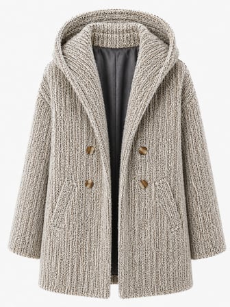 Retrobird Urban Retro Kapüşonlu Oversize Ceket Kaban Kadın Krem