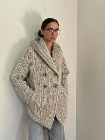 Retrobird Urban Retro Kapüşonlu Oversize Ceket Kaban Kadın Krem