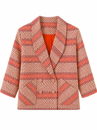 Retrobird 90'lar Retro Model Oversize Tasarım Ekose Ceket Kadın Mercan
