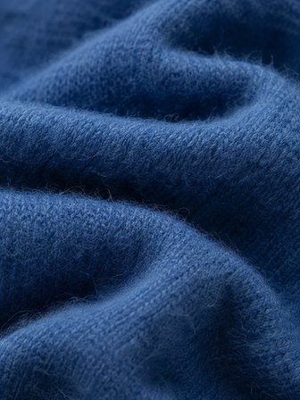 Retrobird Rosalie Oversize Polo Yaka Çift Fermuarlı Triko Hırka Kadın Lacivert
