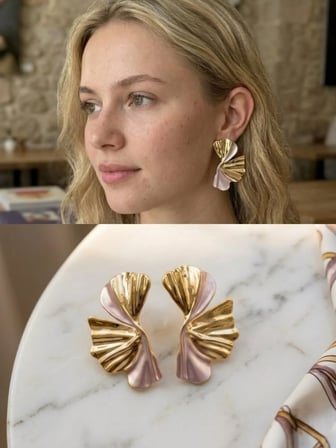 Retrobird Estelle Vintage Style Tasarım Küpe Kadın Gold - Sedef  Renkli