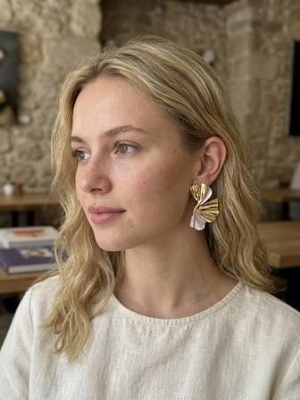 Retrobird Estelle Vintage Style Tasarım Küpe Kadın Gold - Sedef  Renkli