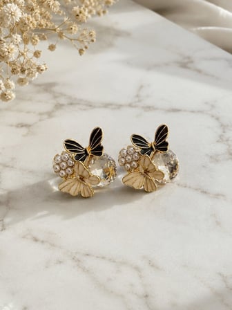 Retrobird Celeste Kelebek Detaylı Vintage Style Tasarım Küpe Kadın Gold Renkli