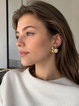 Retrobird Celeste Kelebek Detaylı Vintage Style Tasarım Küpe Kadın Gold Renkli