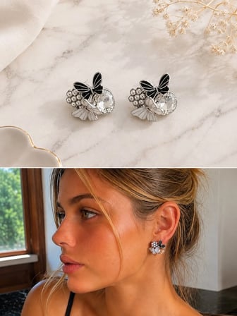 Retrobird Celeste Kelebek Detaylı Vintage Style Tasarım Küpe Kadın Silver Renkli