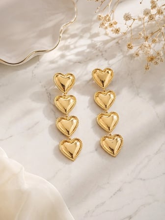 Retrobird Giselle Kalp Detaylı Tasarım Küpe Kadın Gold Renkli