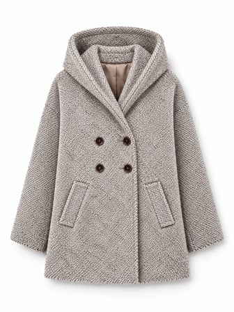 Retrobird Urban Retro Kapüşonlu Oversize Ceket Kaban Kadın Kırçıllı Krem
