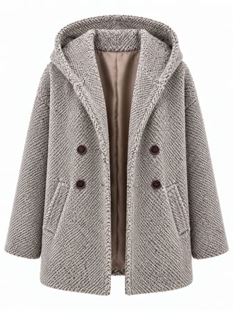 Retrobird Urban Retro Kapüşonlu Oversize Ceket Kaban Kadın Kırçıllı Krem