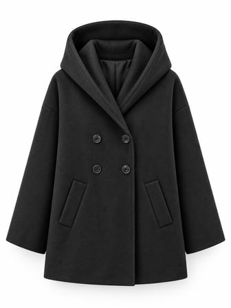 Retrobird Urban Retro Kapüşonlu Oversize İnce Ceket Kadın Siyah
