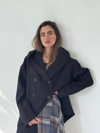 Retrobird Urban Retro Kapüşonlu Oversize İnce Ceket Kadın Siyah