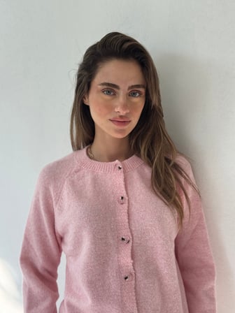 Retrobird Jodie Bisiklet Yaka Düğmeli Triko Hırka Kadın Pembe
