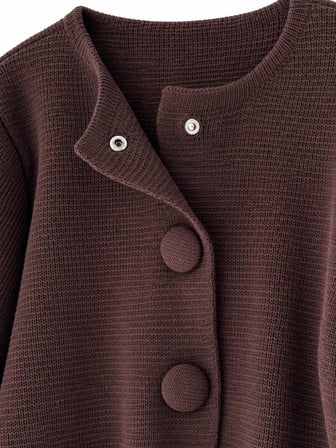 Retrobird Nellie Büyük Düğmeli Crop Triko Hırka Kadın Kahve