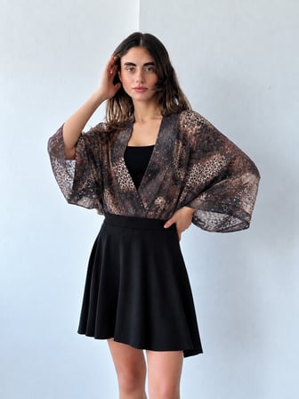 Retrobird Tasarım Boho Mini Kimono Kadın Çok Renkli