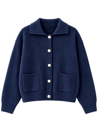 Retrobird Darcy Polo Yaka Cepli Triko Hırka Kadın Lacivert