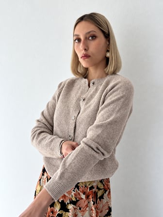 Retrobird Jodie Bisiklet Yaka Düğmeli Triko Hırka Kadın Taş Renkli