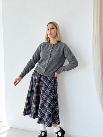 Retrobird Jodie Bisiklet Yaka Düğmeli Triko Hırka Kadın Gri