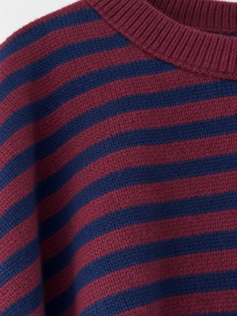 Retrobird Livia Oversize Çizgili Triko Kazak Kadın Lacivert - Mürdüm
