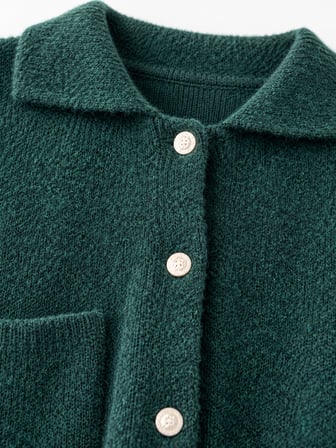 Retrobird Darcy Polo Yaka Cepli Triko Hırka Kadın Koyu Yeşil
