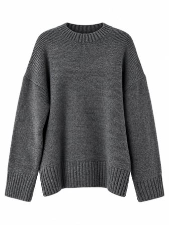 Retrobird Bess Oversize Bisiklet Yaka Basic Triko Kazak Kadın Koyu Gri