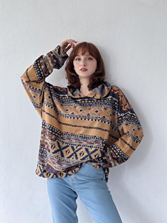 Retrobird Oversize Basic Kapüşonlu Sweatshirt Kadın Çok Renkli