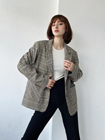 Retrobird Torba Cepli Retro Model Blazer Ceket Kadın Konyak-Taba