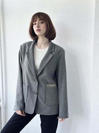 Retrobird Torba Cepli Retro Model Blazer Ceket Kadın Füme