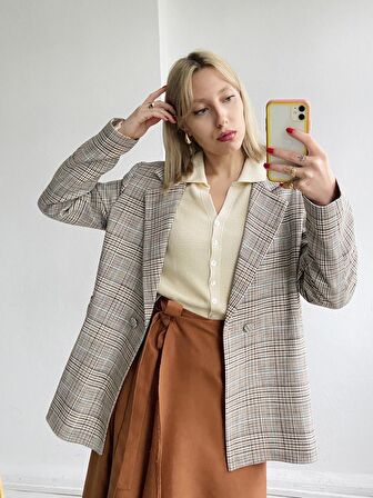 Retrobird İki Düğmeli Regular Astarlı Blazer Ceket Kadın Krem