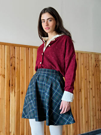 Retrobird Valerie Kısa Mini Kloş Etek Kadın Koyu Mavi