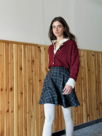 Retrobird Valerie Kısa Mini Kloş Etek Kadın Koyu Mavi