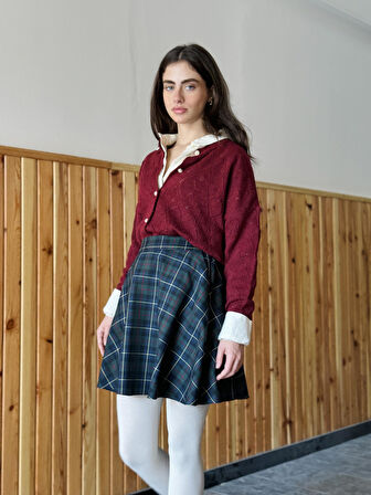 Retrobird Valerie Kısa Mini Kloş Etek Kadın Koyu Mavi