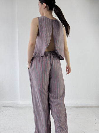 Retrobird Sırtı Açık Kısa Bluz Üst Kadın Somon