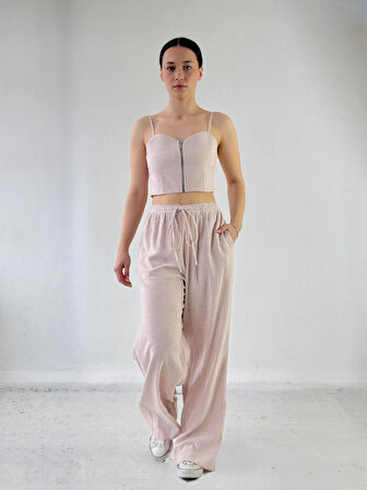 Retrobird Tasarım Önden Fermuarlı Büstiyer Kadın Krem