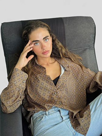 Retrobird Tasarım Boyfriend Gömlek Kadın Zeytin Yeşili