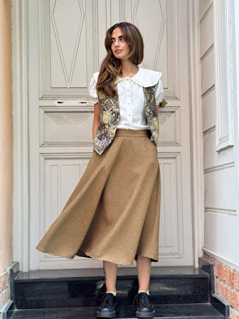 Retrobird Valerie Kışlık Kloş Uzun Etek Kadın Açık Kahve