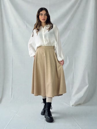 Retrobird Valerie Kışlık Kloş Uzun Etek Kadın Krem