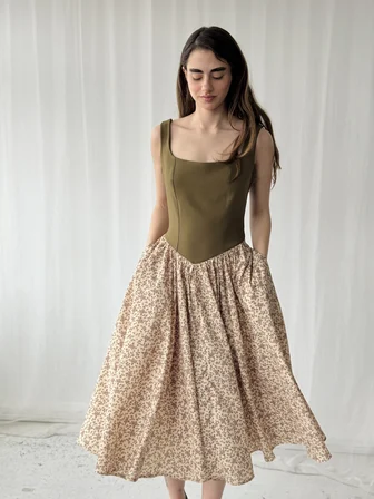 Retrobird 50s Belle Corset Midi Elbise Kadın Krem