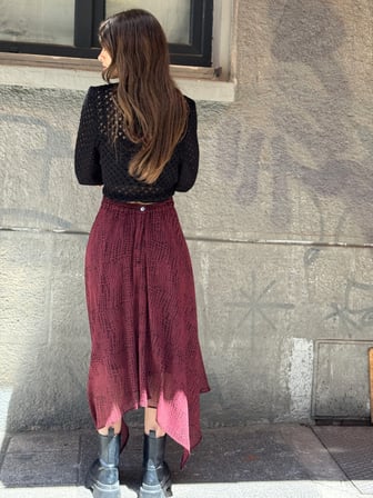 Retrobird Vera Asimetrik Midi Etek Kadın Bordo